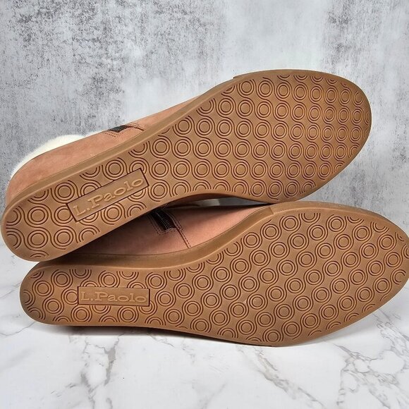 Linea Paolo Womens Faux Fur Trim Side Zipper Suede Wedge Ankle Booties Brown 9M - Picture 6 of 10